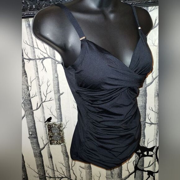 Calvin Klein Faux Wrap Tankini Top - Picture 3 of 9